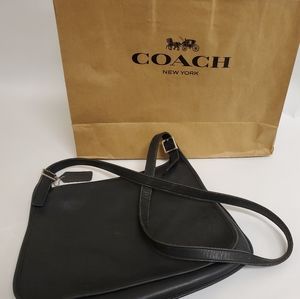 Vintage Coach Black Leather Hippie Flap Crossbody